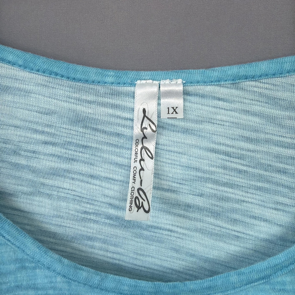 Lulu B Top Womens 1X Blue Cotton Starfish Tunic Beach Resort Coastal Tee - Picture 3 of 8